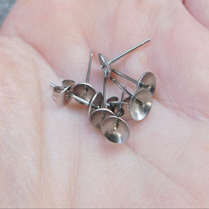 Öronstift i rostfritt stål, skålformad 13x6 mm