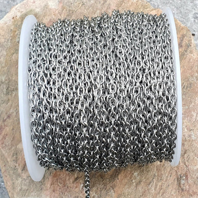 Crosskedja i rostfritt stål, 6x4 mm