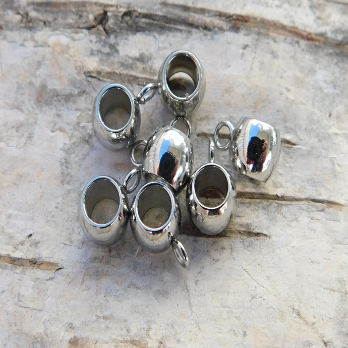 Runda berlockhållare/bail i rostfritt stål, 9x6 mm