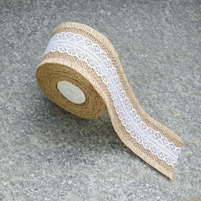 Hampa band med spets, 50 mm
