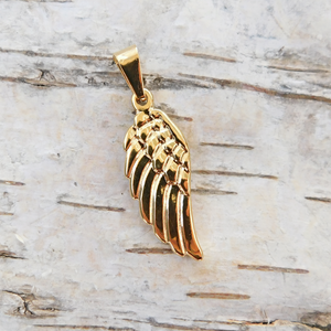 Änglavinge berlock/hänge i guldfärgat rostfritt stål, 35x14 mm