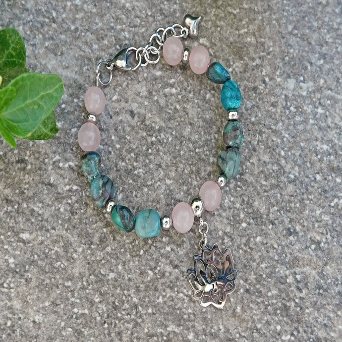 Armband, Krysokolla och Rosenkvarts