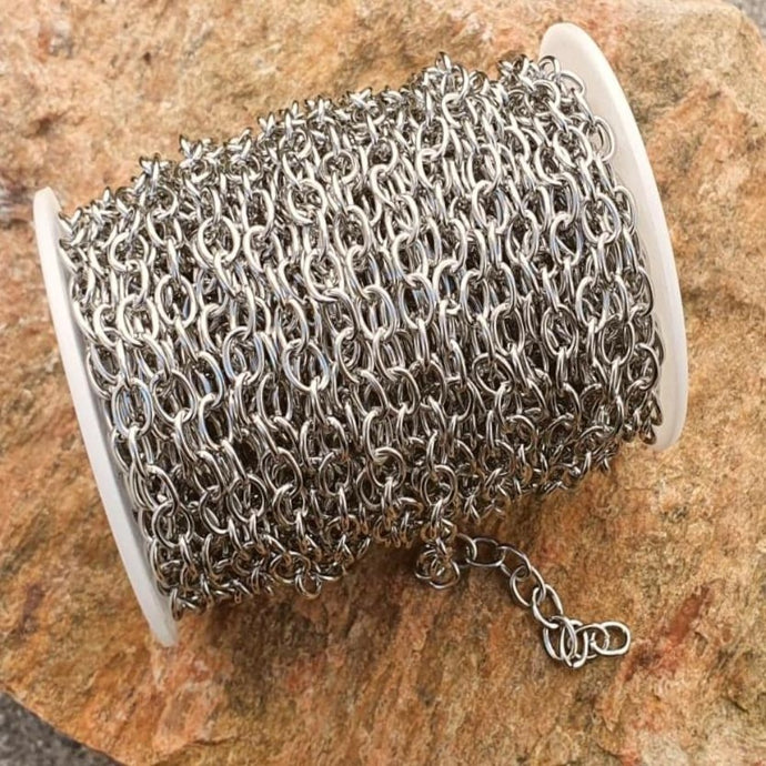 Crosskedja i rostfritt stål, 8x6 mm