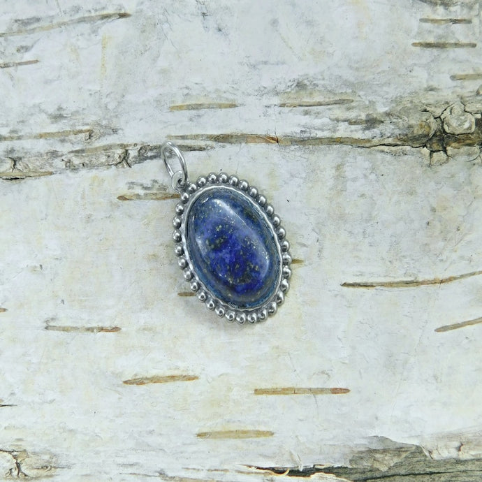 Lapis Lazuli - hänge med ram i rostfritt stål