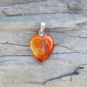 Karneol hjärta- handgjort hänge med sterling silver