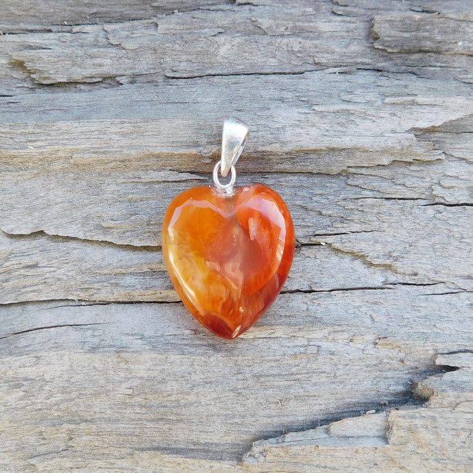 Karneol hjärta- handgjort hänge med sterling silver