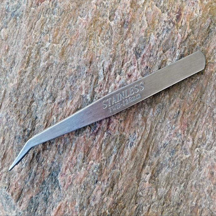 Pincett böjd i rostfritt stål, 12 cm